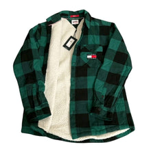 Load image into Gallery viewer, Tommy Jeans Mens Check Flannel Fleece Sherpa Lined Oversized Jacket Medium NWT